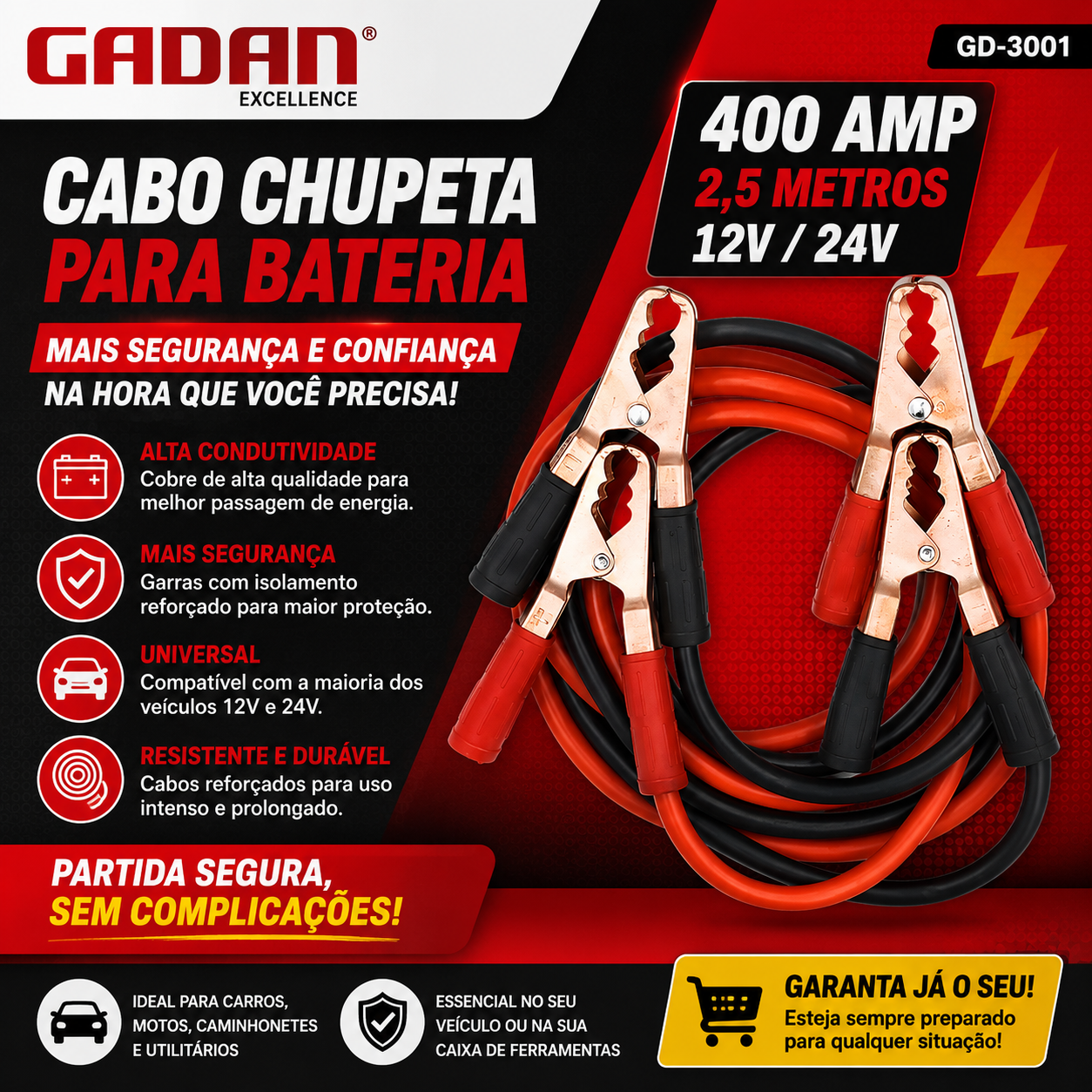 Cabo para transmissão de carga para bateria 1000 AMP - Gadan - Imagem 3