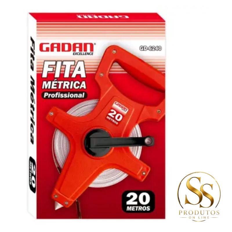 Trena - Fita Métrica de Fibra de Vidro Retrátil Gadan -20 metros