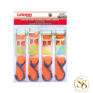 Kit com 4 Cintas com Catraca para Carga Gadan — 4,5 m x 25 mm | 60 kg
